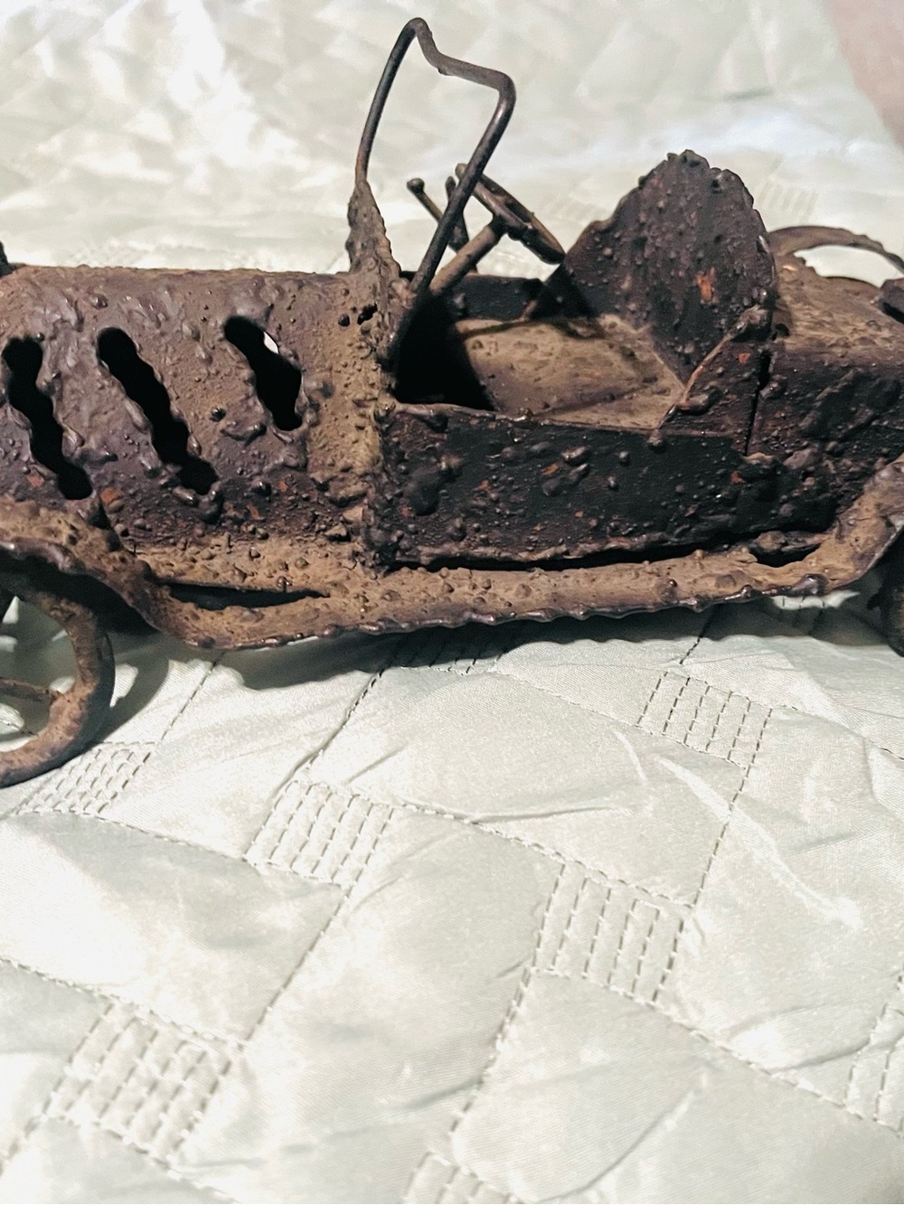 Vintage Rustic Welded Metal Roadster Sculpture – Folk Art Car Decor